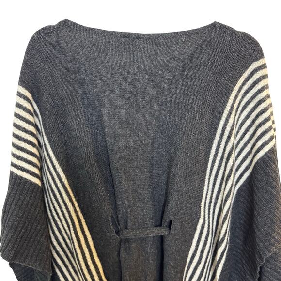 Maude Tie Waist Poncho Wool Blend Sweater Gray Size OSFM S/L Pullover - Picture 8 of 11